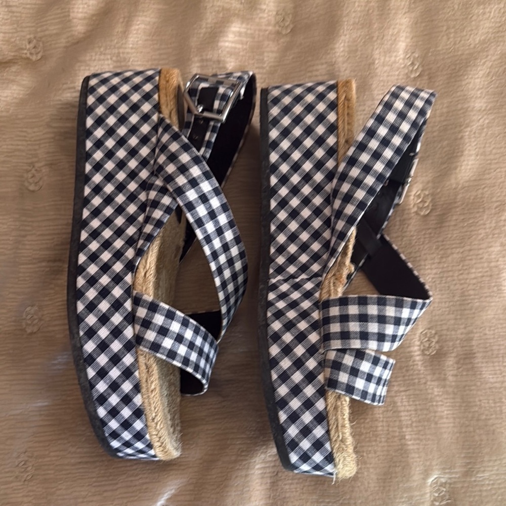 Rag & Bone Gingham Espadrille Platform Sandals - Picture 2 of 11